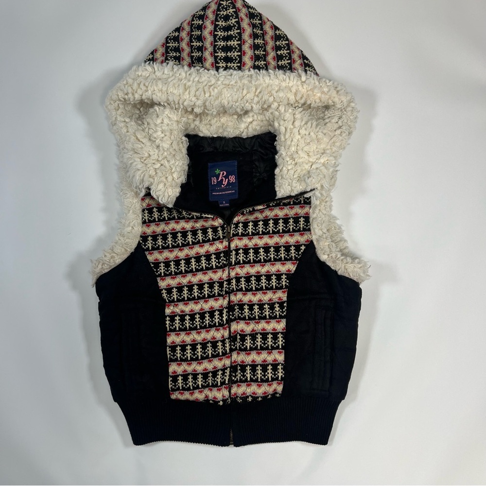 Vintage Y2K Papaya Cropped Quilted Fur Lined Vest | Size Small | Zip Front